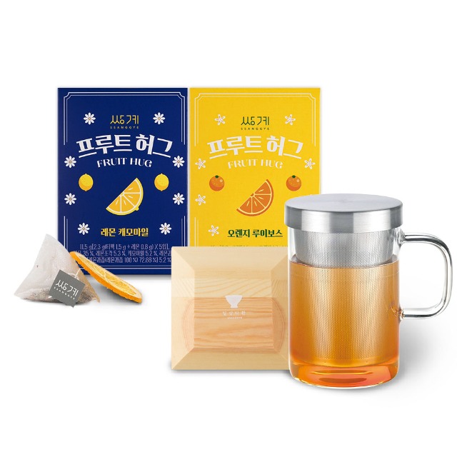 블랙프라이데이 달콤한 티세트 (레몬캐모마일+오렌지 루이보스+유리머그컵+우드차탁)